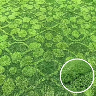 figura geométrica hierba artficial, alfombra de la hierba con el logotipo